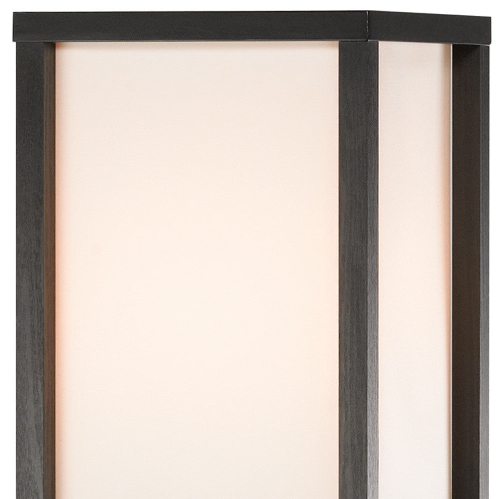 72" Black And Off White Column Floor Lamp With Off White Fabric Rectangular Shade