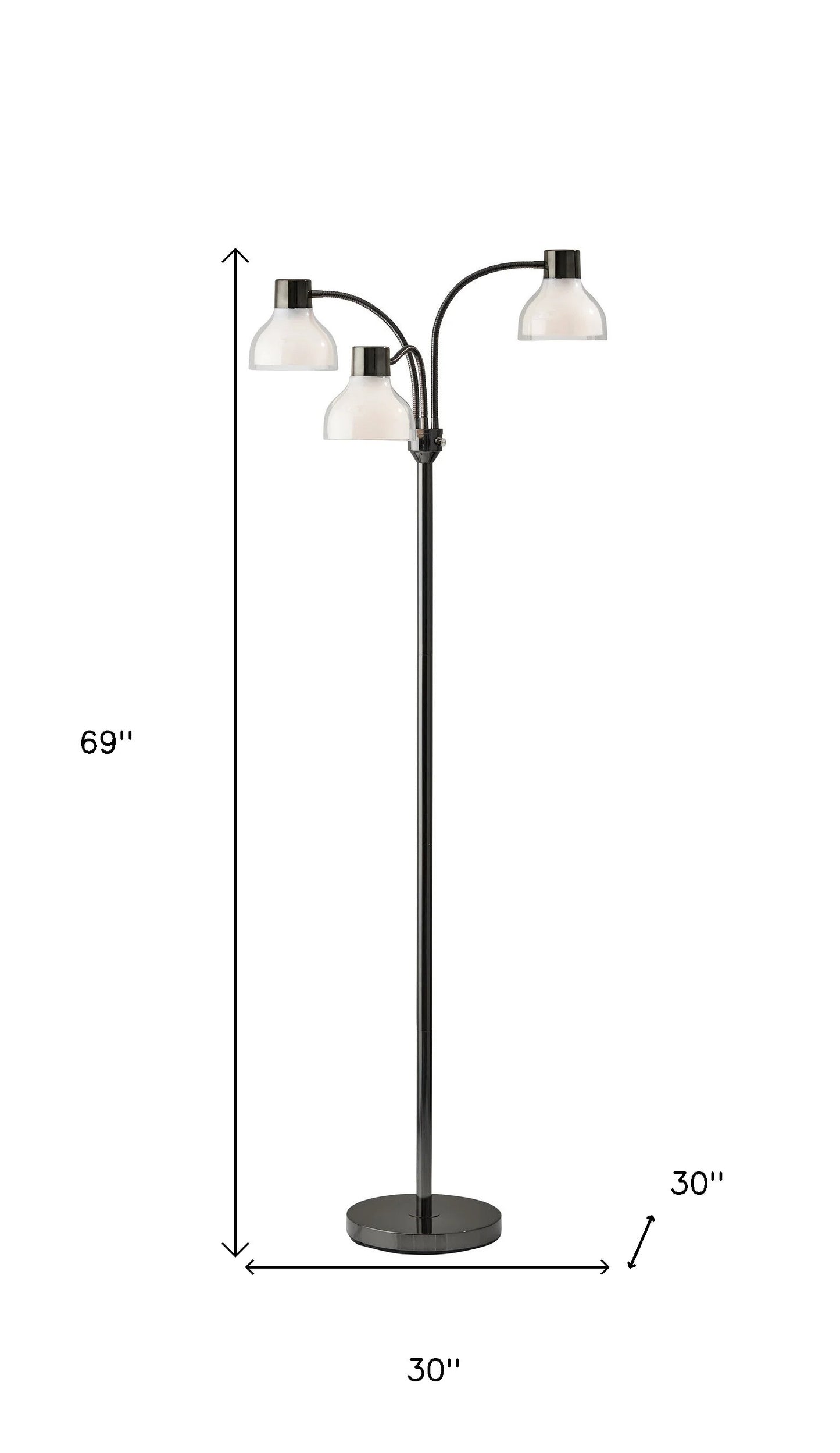69" Gold Three Light Tree Floor Lamp With Clear Plastic Bowl Shade