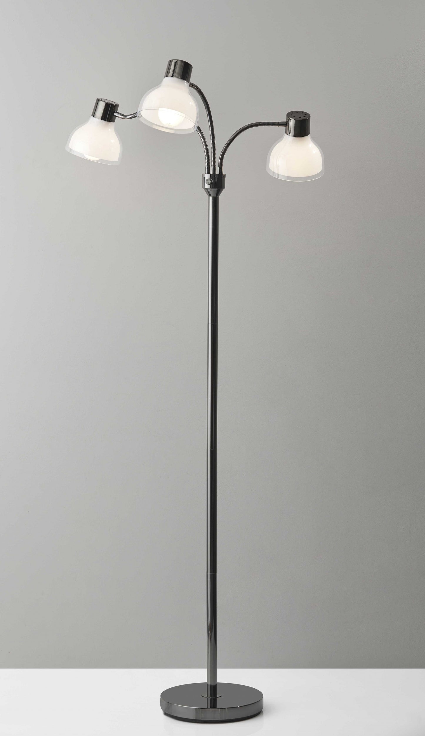 69" Gold Three Light Tree Floor Lamp With Clear Plastic Bowl Shade