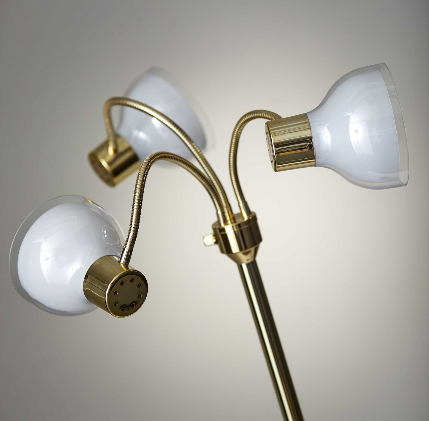 69" Gold Three Light Tree Floor Lamp With Clear Plastic Bowl Shade