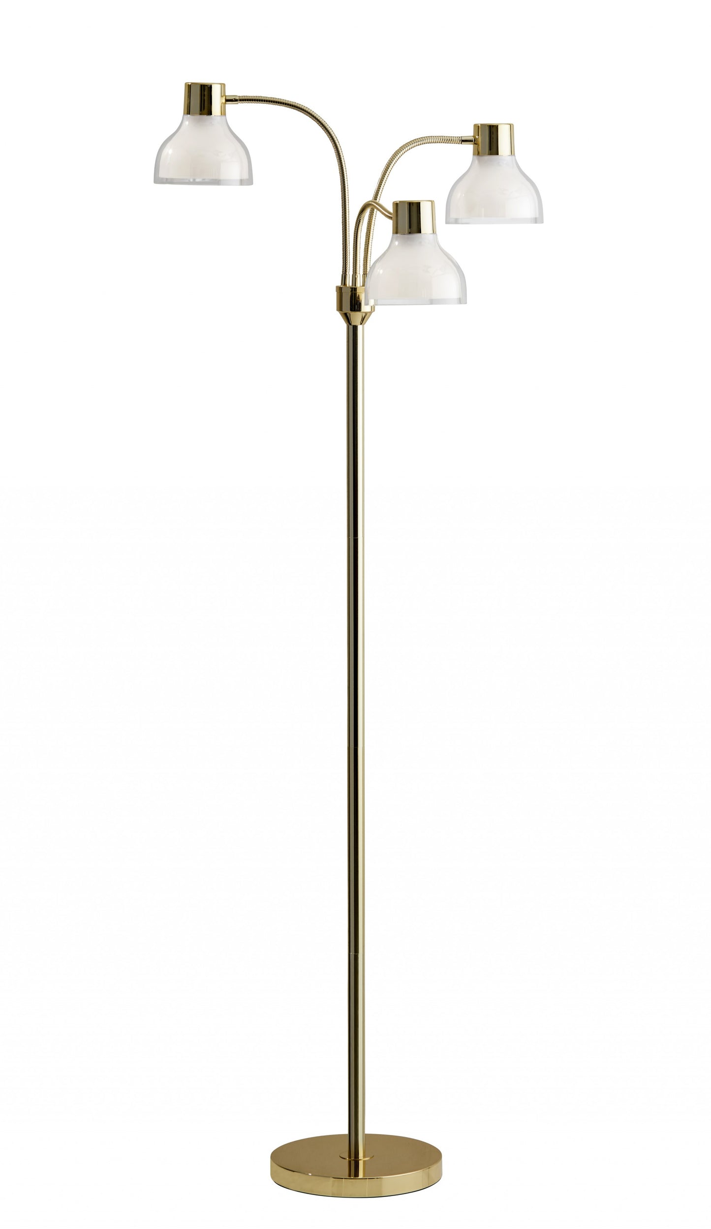 69" Gold Three Light Tree Floor Lamp With Clear Plastic Bowl Shade