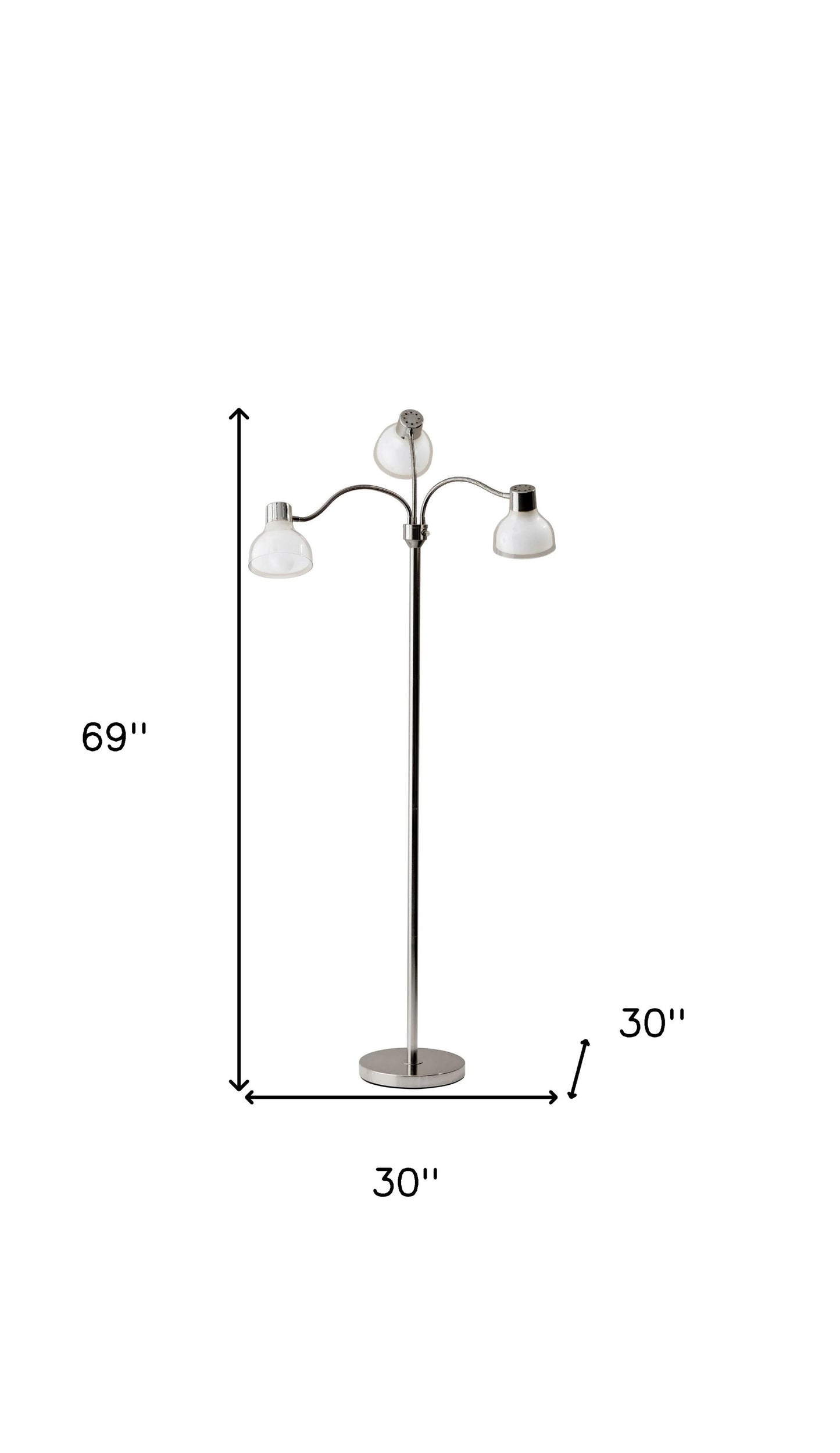 69" Gold Three Light Tree Floor Lamp With Clear Plastic Bowl Shade