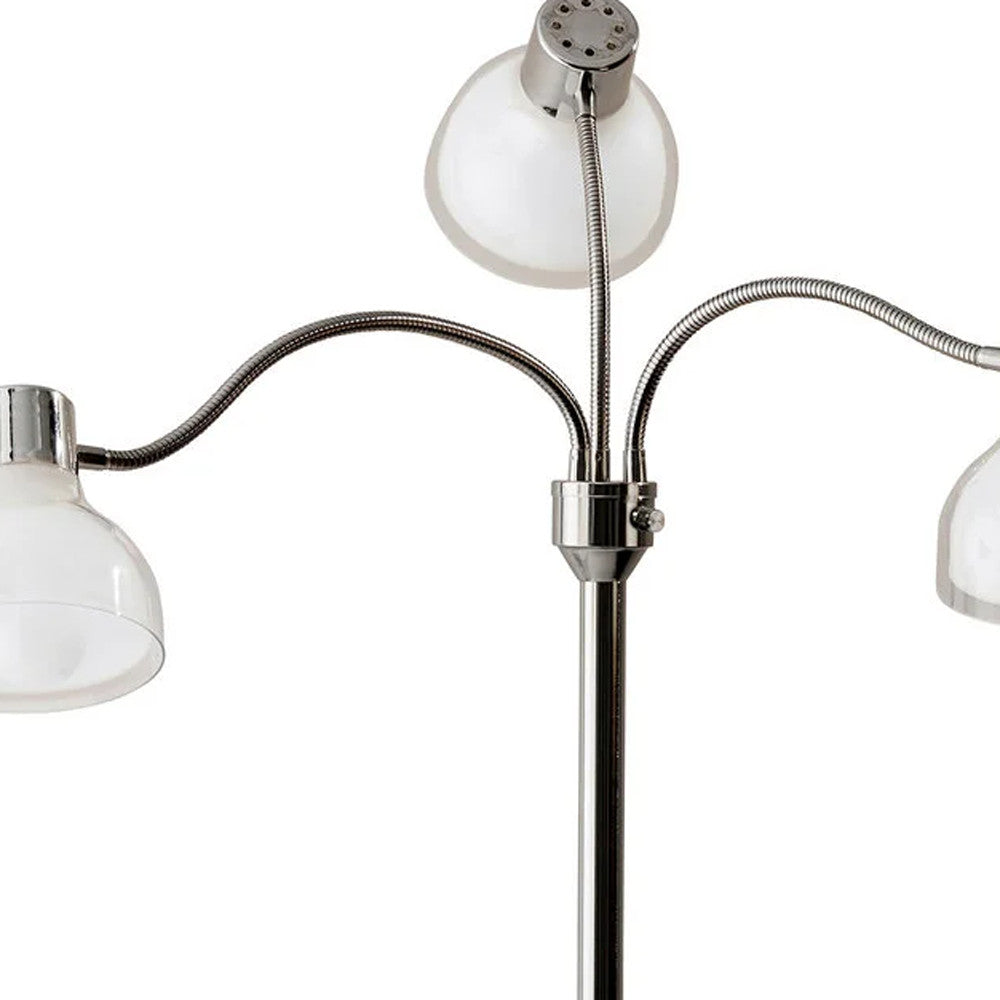 69" Gold Three Light Tree Floor Lamp With Clear Plastic Bowl Shade