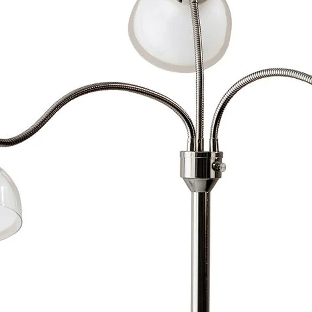 69" Gold Three Light Tree Floor Lamp With Clear Plastic Bowl Shade