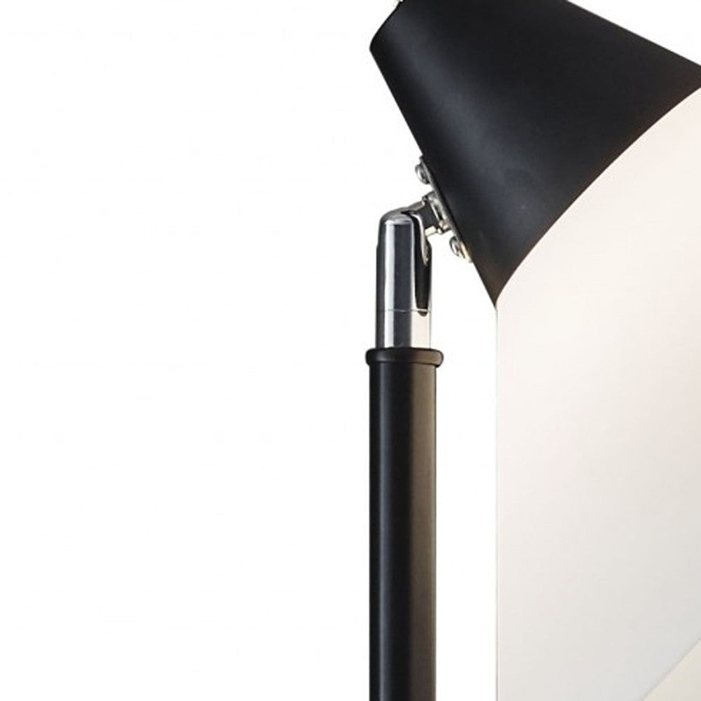72" Black And White Floor Lamp With White Plastic Cone Shade