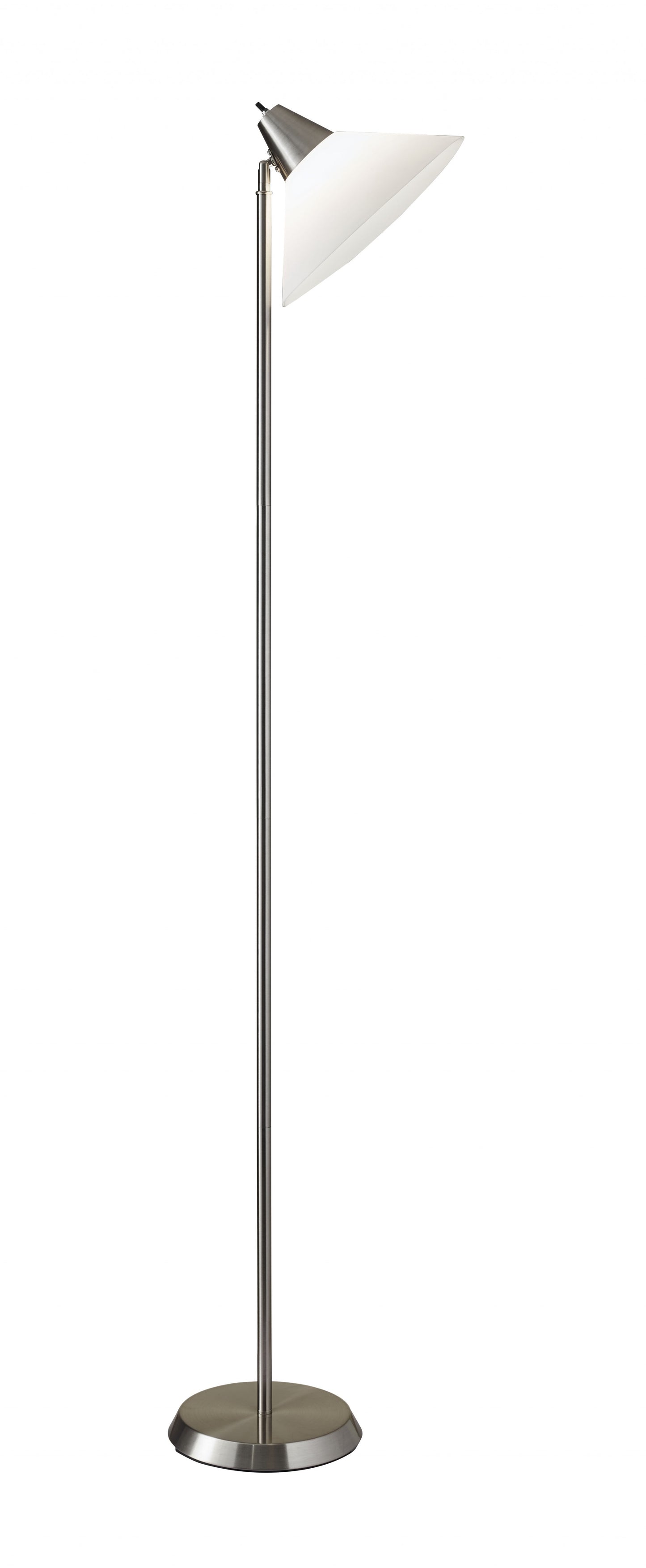 72" Black And White Floor Lamp With White Plastic Cone Shade