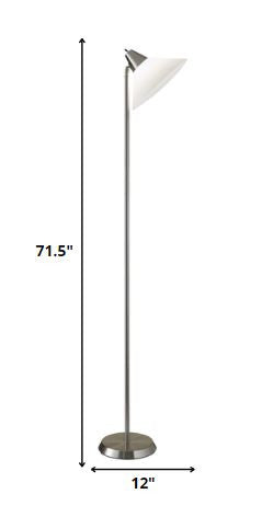 72" Black And White Floor Lamp With White Plastic Cone Shade