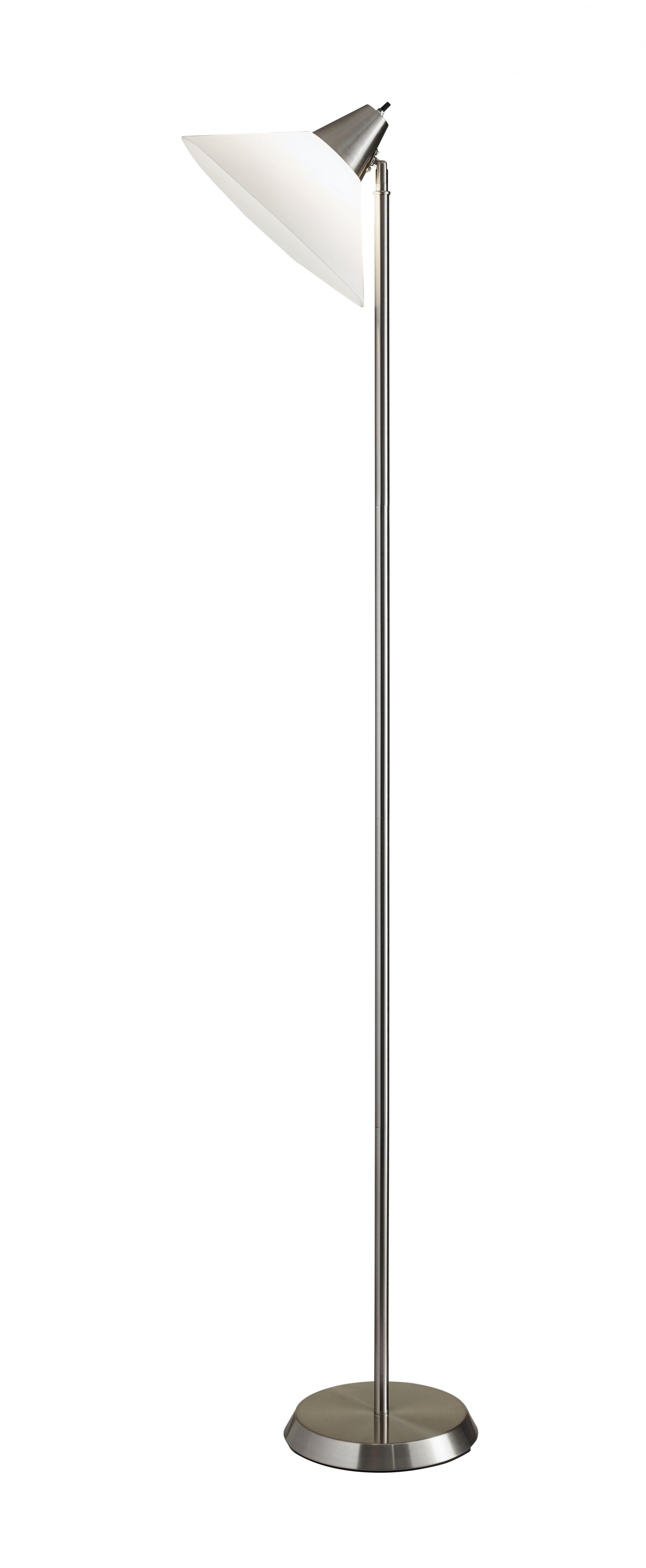 72" Black And White Floor Lamp With White Plastic Cone Shade