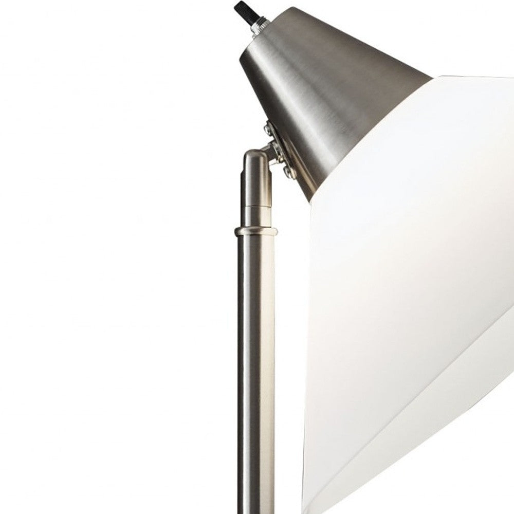 72" Black And White Floor Lamp With White Plastic Cone Shade