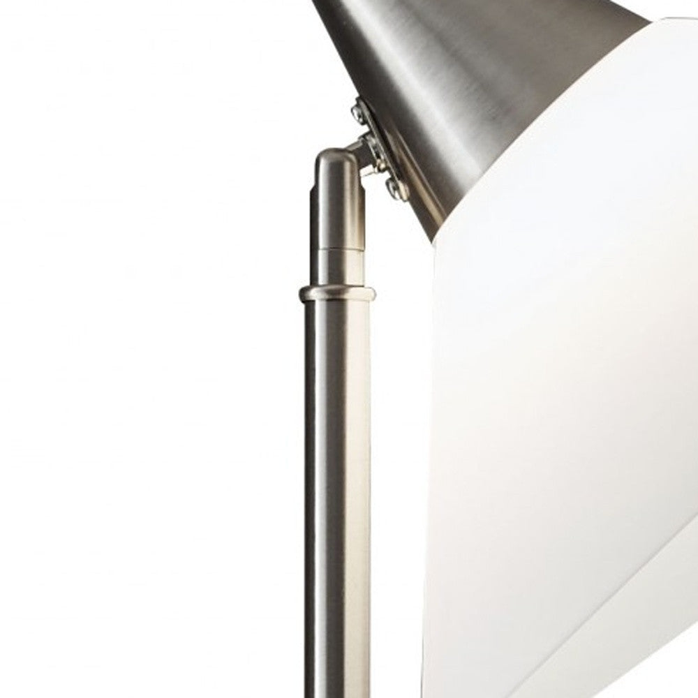 72" Black And White Floor Lamp With White Plastic Cone Shade