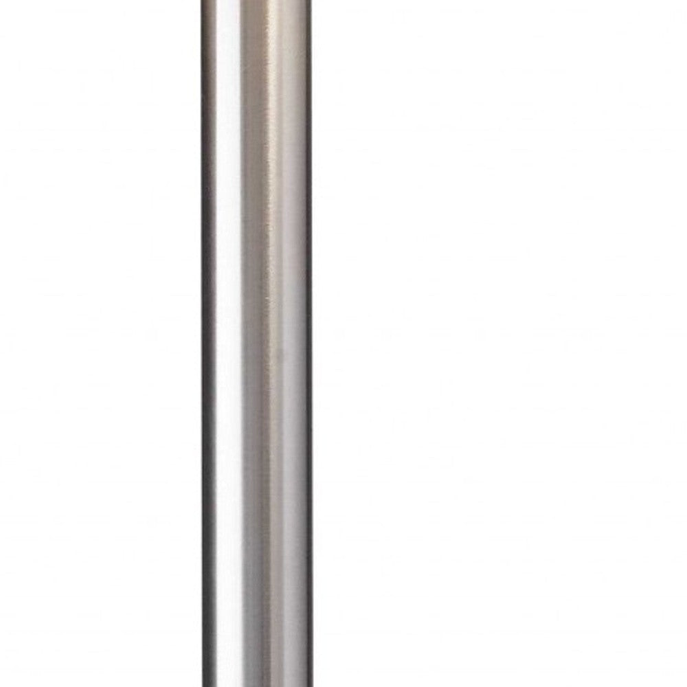 61" Silver Two Light Floor Lamp With White Fabric Drum Shade