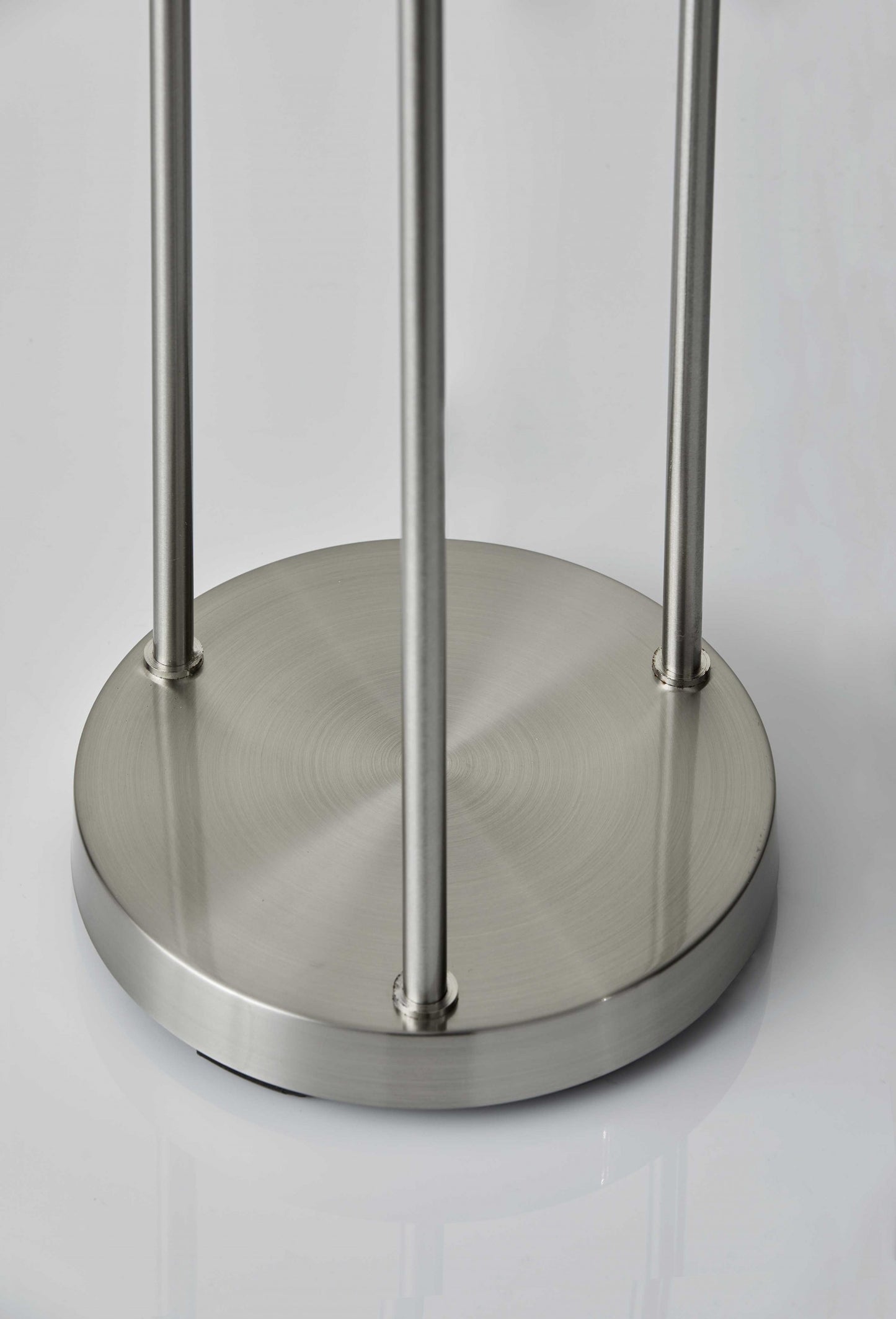 68" Silver Three Light Novelty Floor Lamp With White Linen Cylinder Shade