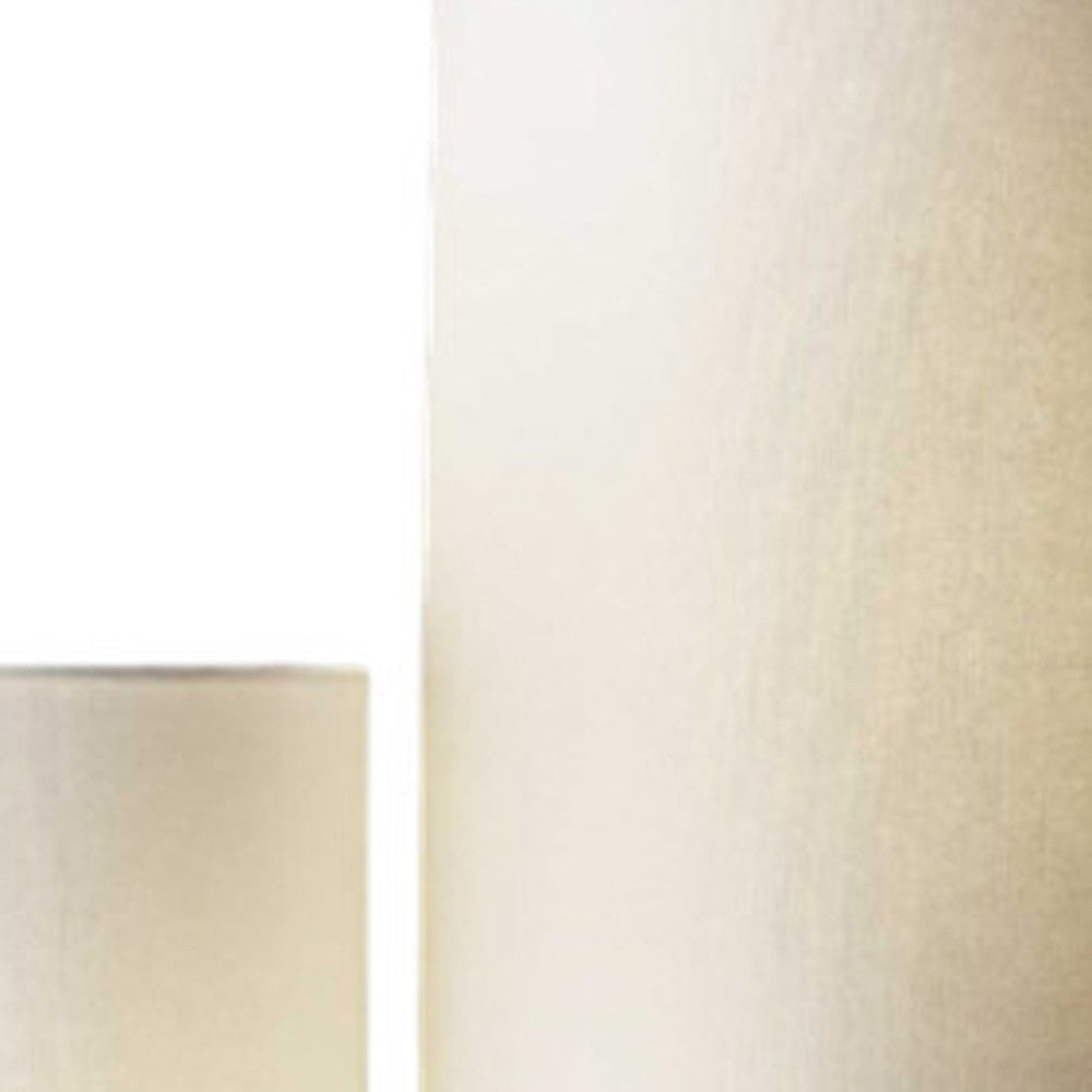 68" Silver Three Light Novelty Floor Lamp With White Linen Cylinder Shade