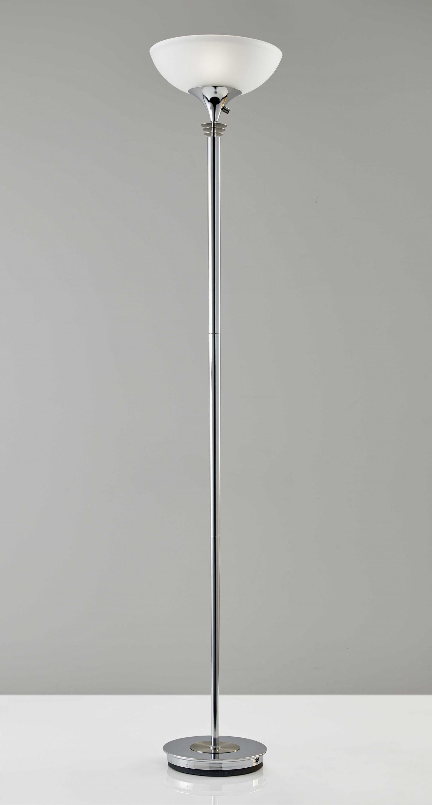 72" Silver With White Glass Shade