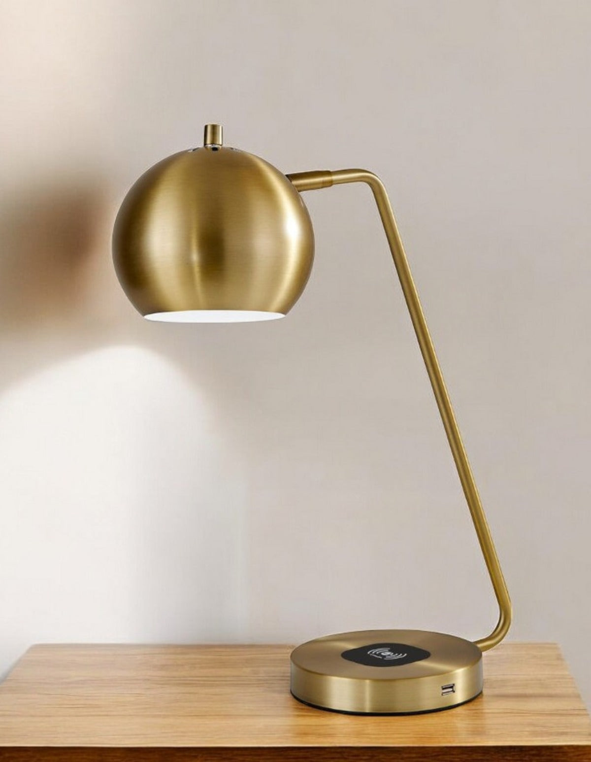 21" Gold Metal Desk Table Lamp With Gold Shade