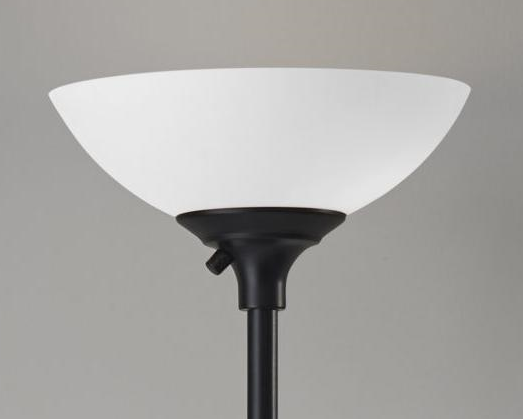 71" Brass With White Plastic Shade