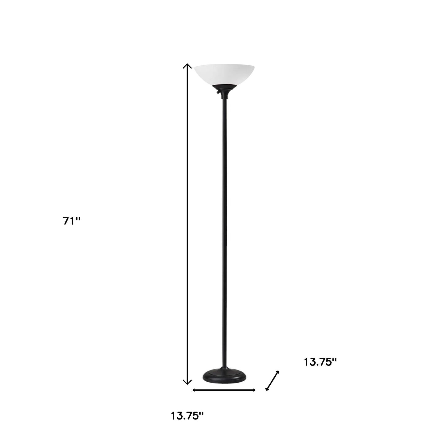 71" Brass With White Plastic Shade