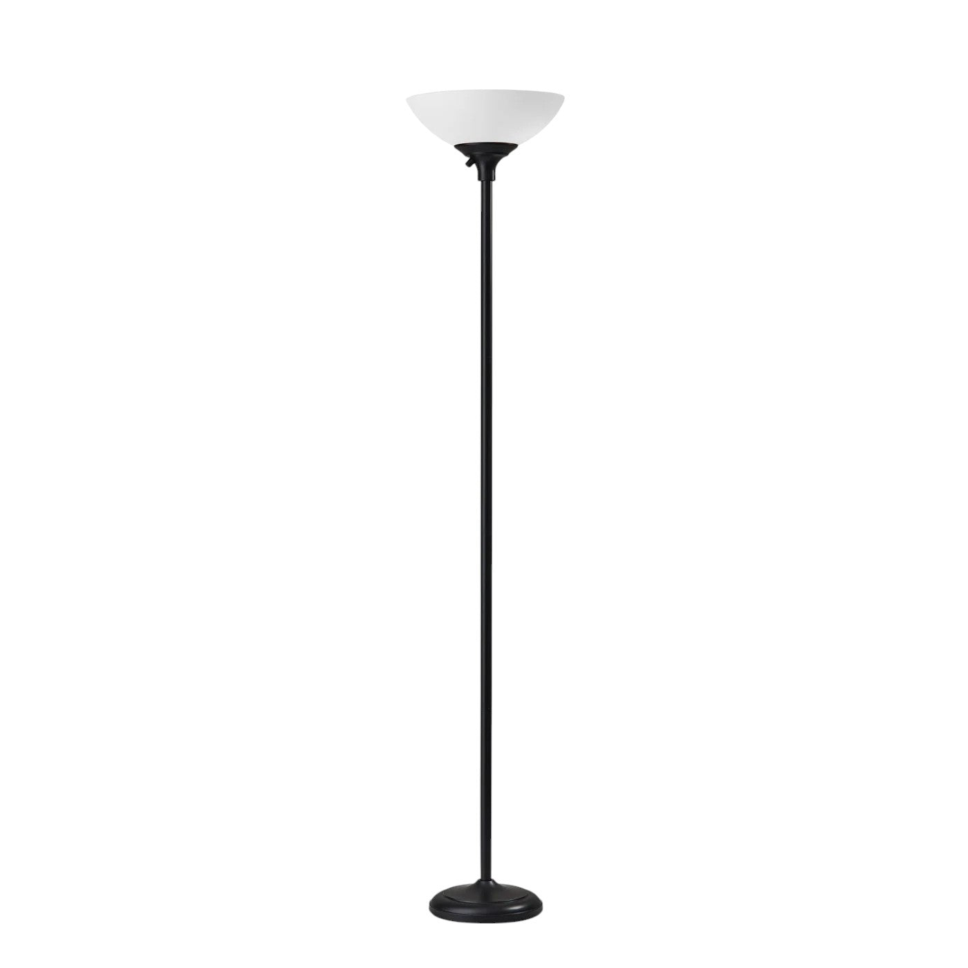 71" Brass With White Plastic Shade