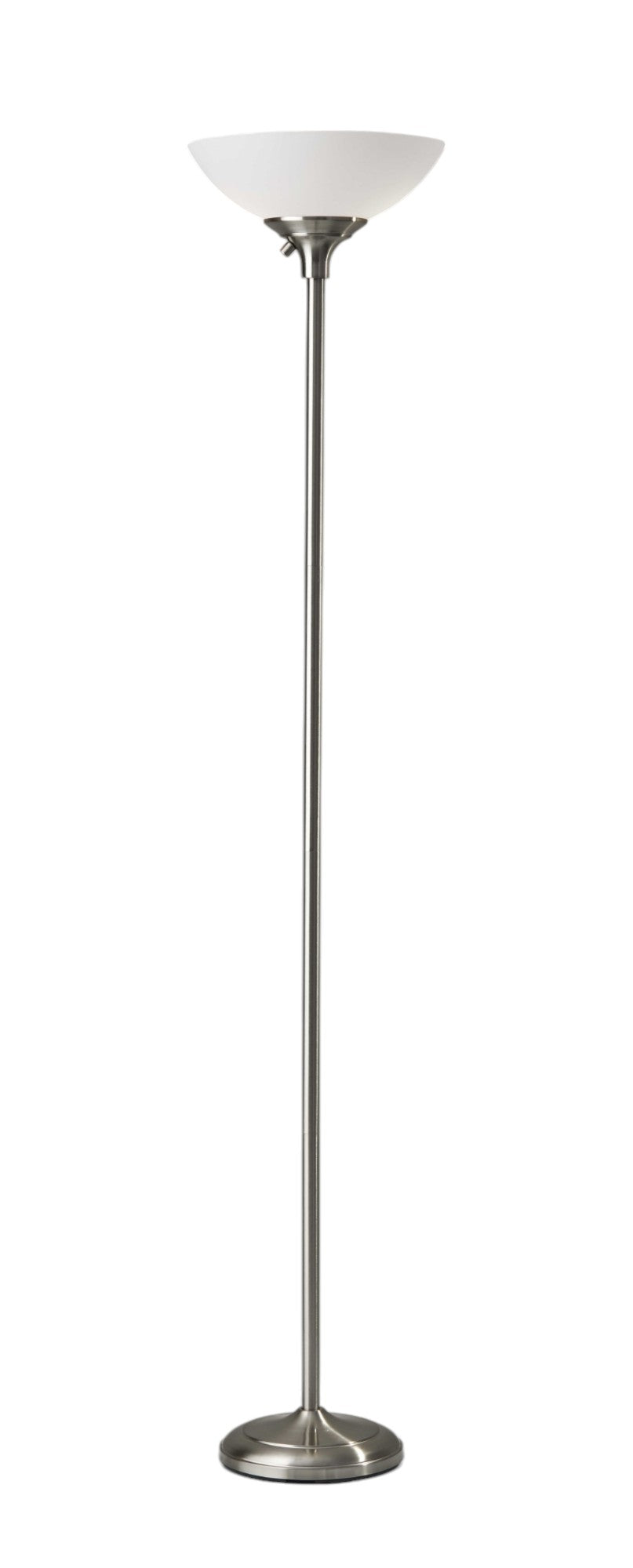 71" Brass With White Plastic Shade