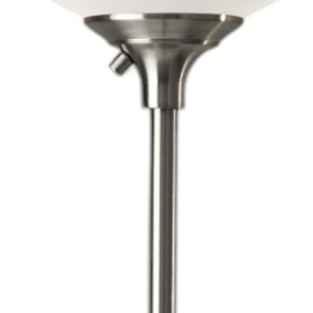 71" Brass With White Plastic Shade