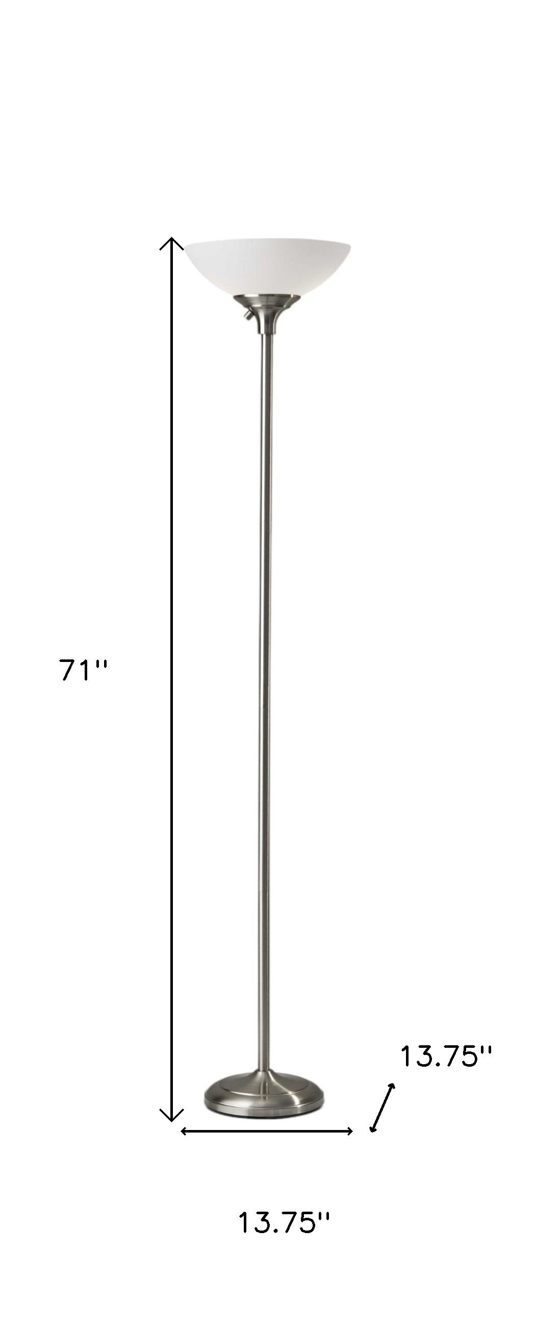 71" Brass With White Plastic Shade
