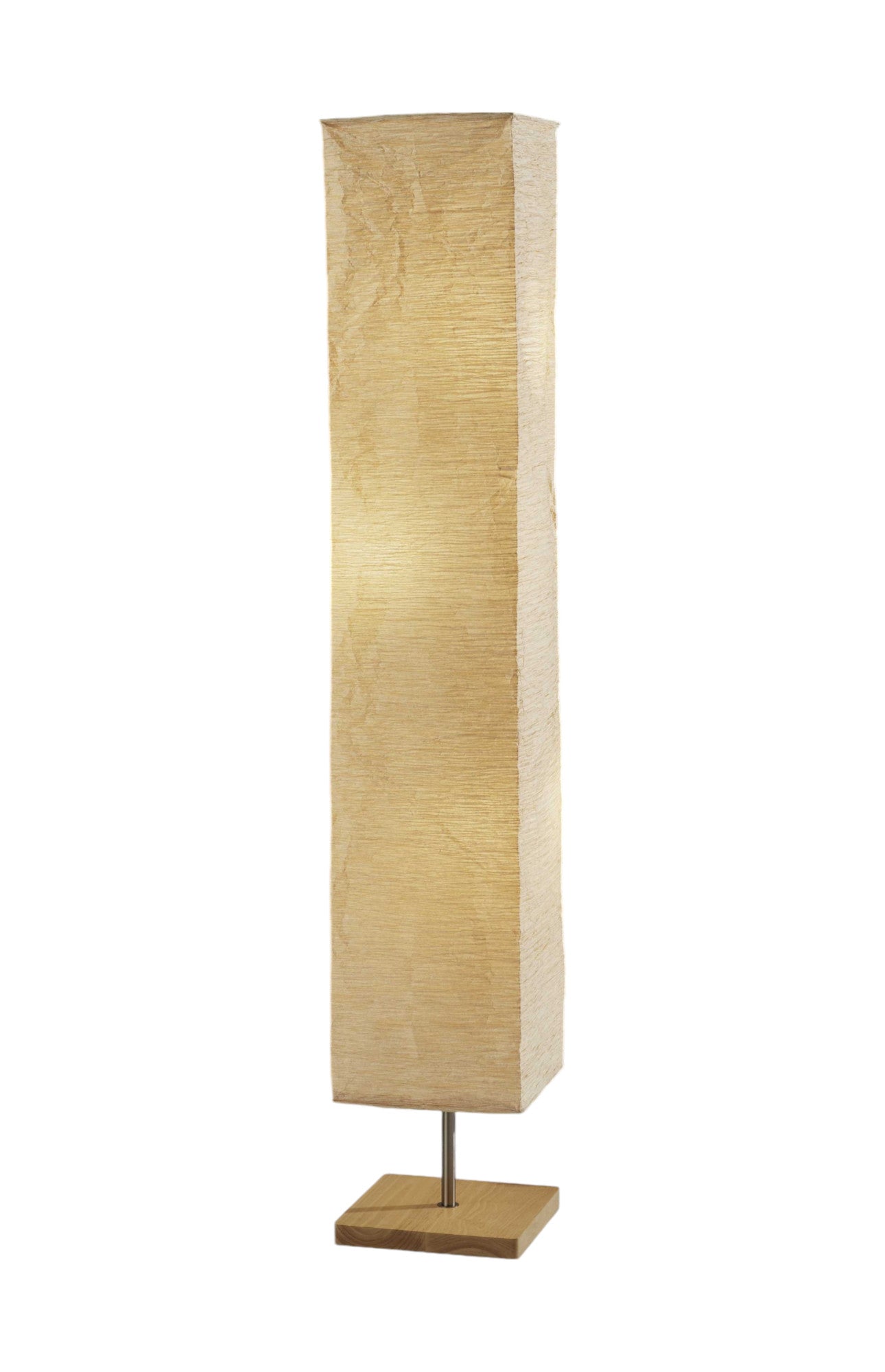 57" Brown And White Two Light Column Floor Lamp With White Paper Rectangular Shade