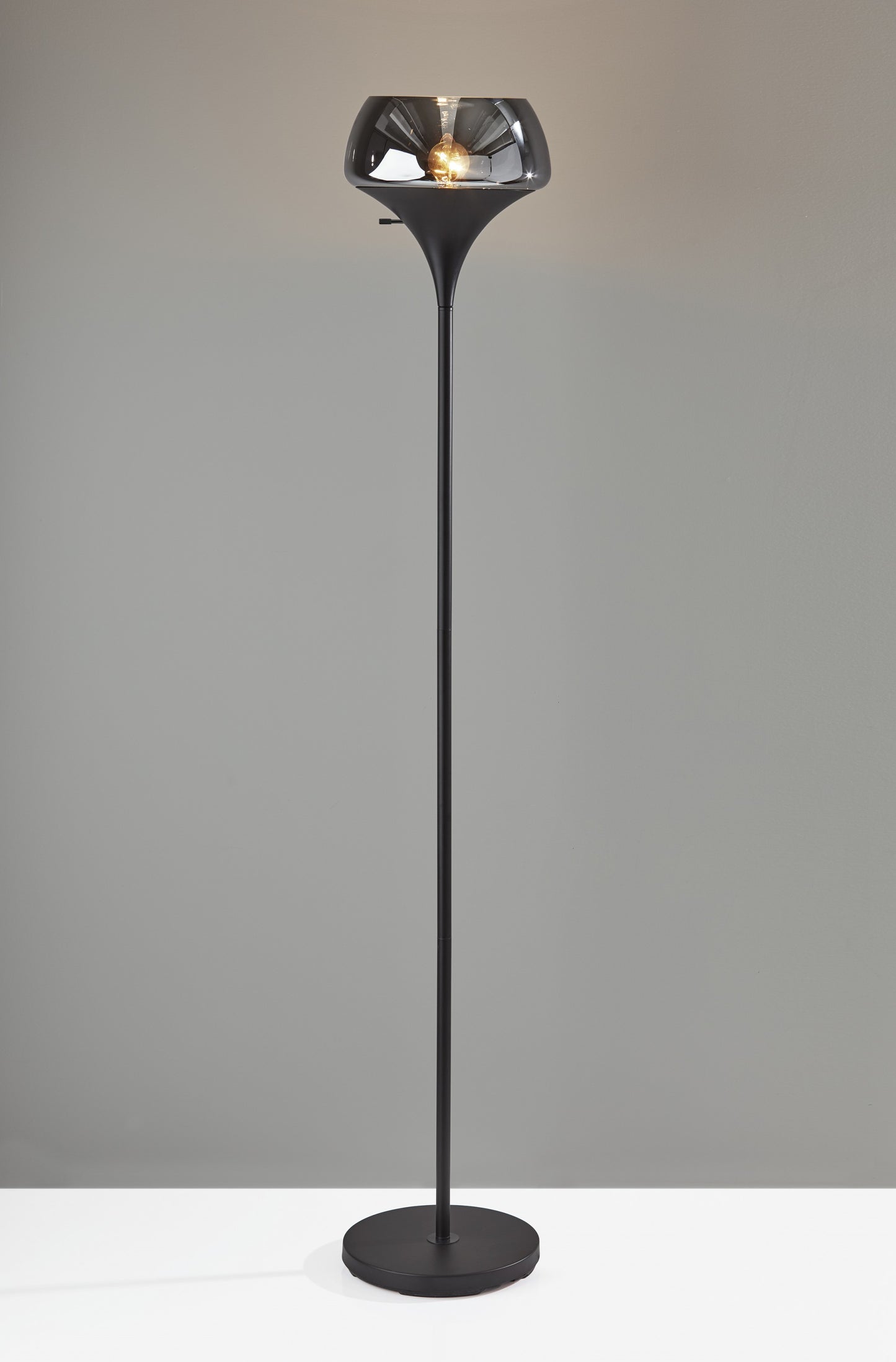 70" Black With Black Glass Shade