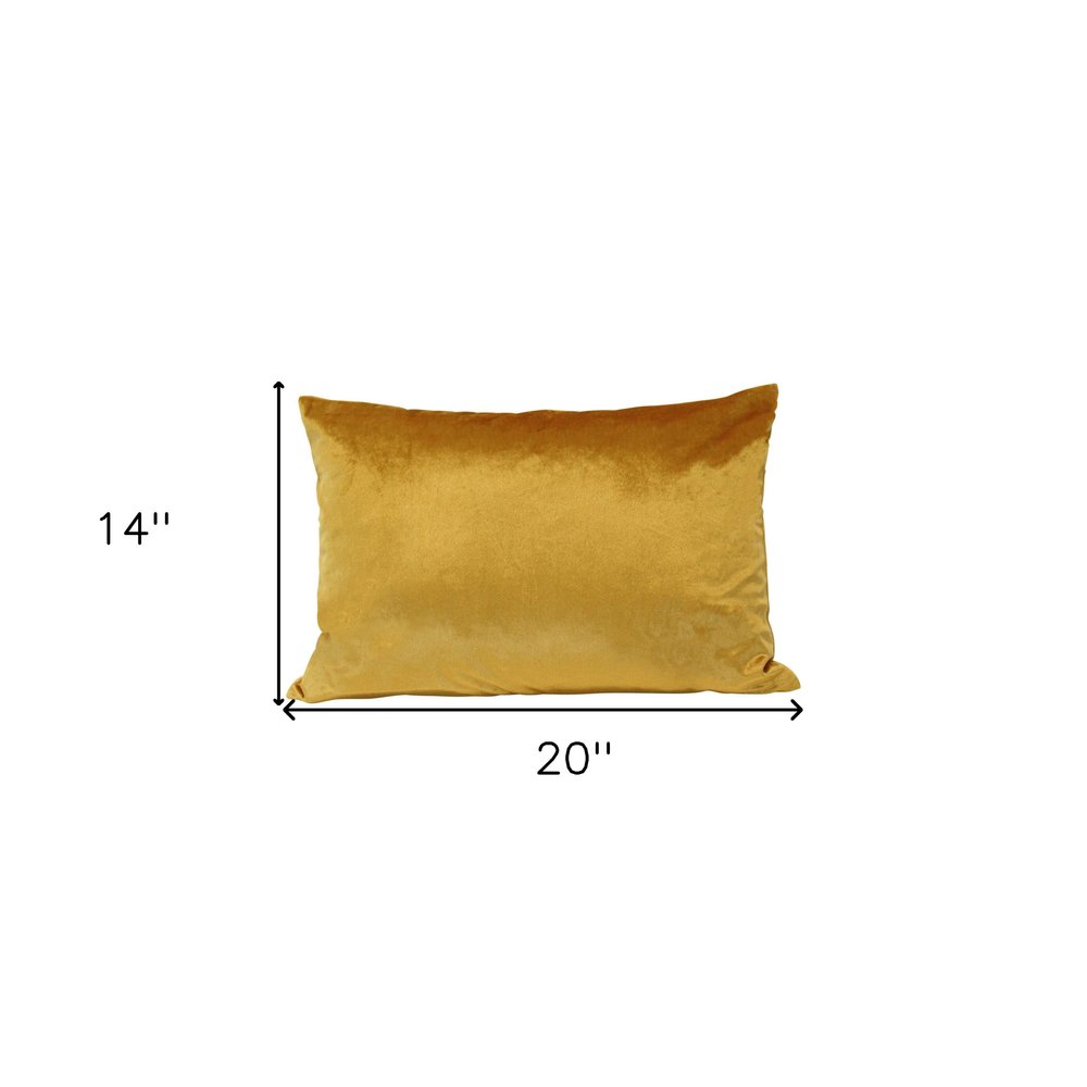 14" X 20" Yellow Lumbar Throw Pillow