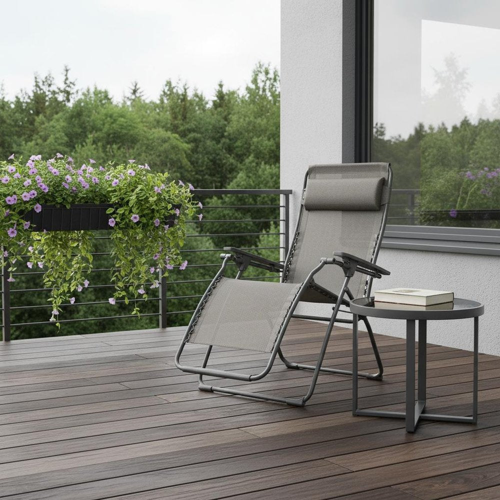 28" Graphite Metal Outdoor Zero Gravity Chair with Graphite Cushion