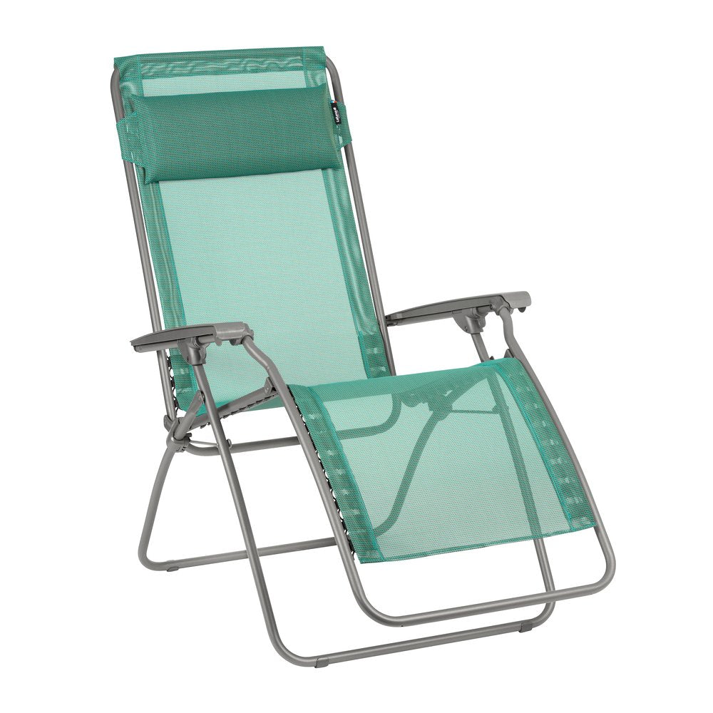 27" Blue Metal Outdoor Zero Gravity Chair with Blue Cushion