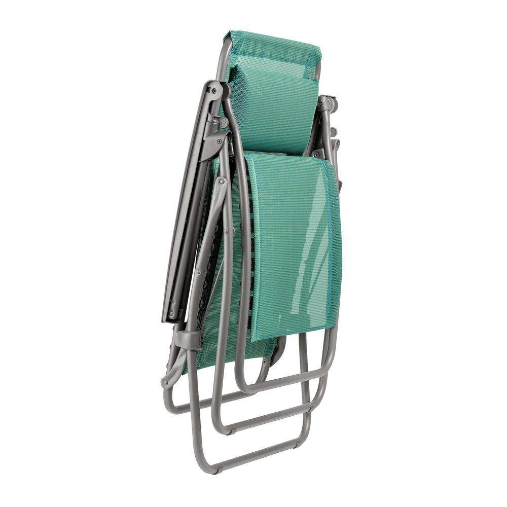 27" Blue Metal Outdoor Zero Gravity Chair with Blue Cushion