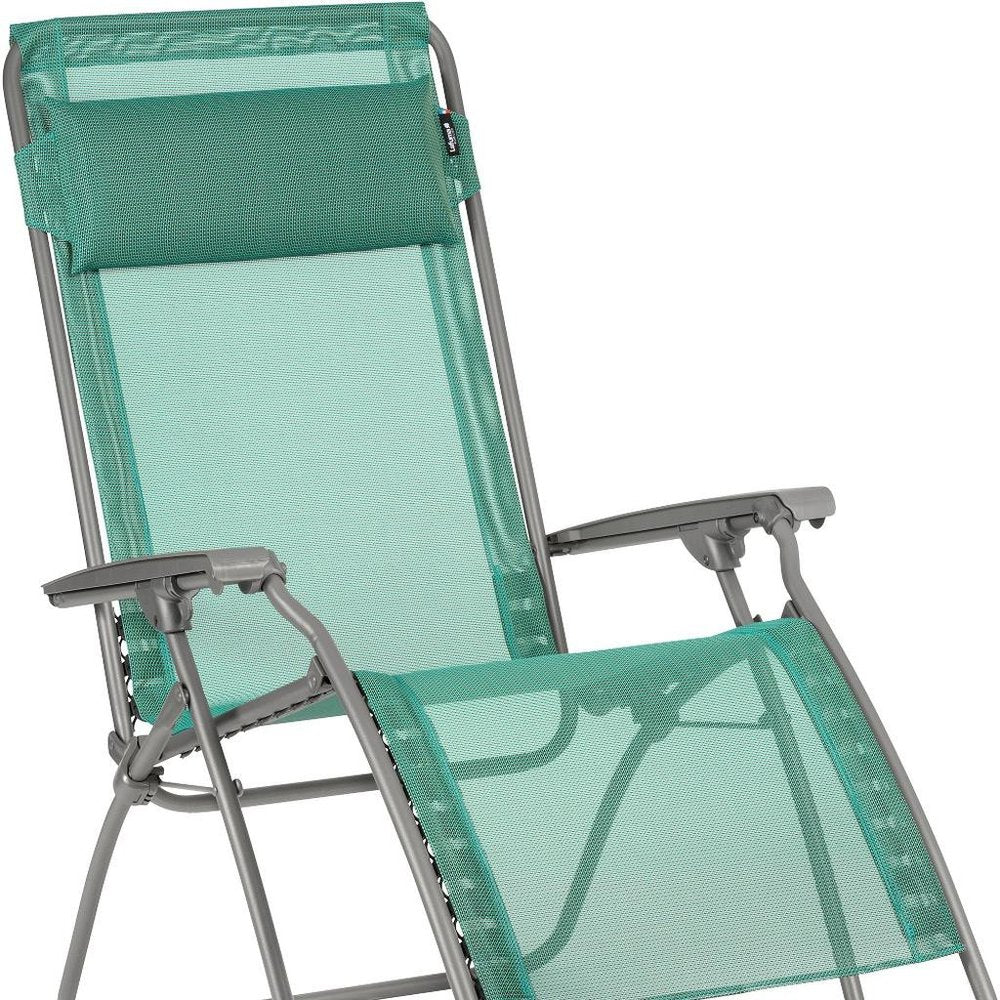 27" Blue Metal Outdoor Zero Gravity Chair with Blue Cushion