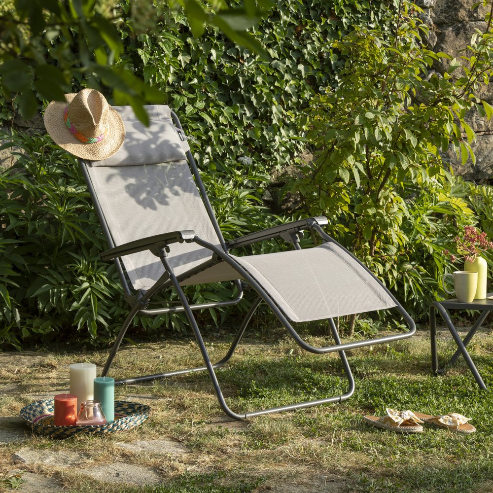 27" Blue Metal Outdoor Zero Gravity Chair with Blue Cushion