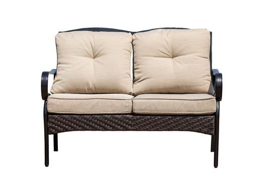 48" Beige Polyester Blend Sofa With Black Legs