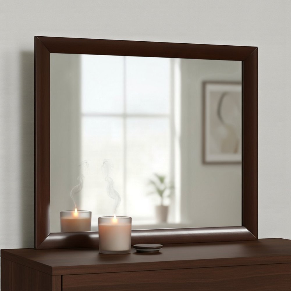 35" Espresso Wood Framed Mounted Dresser Mirror