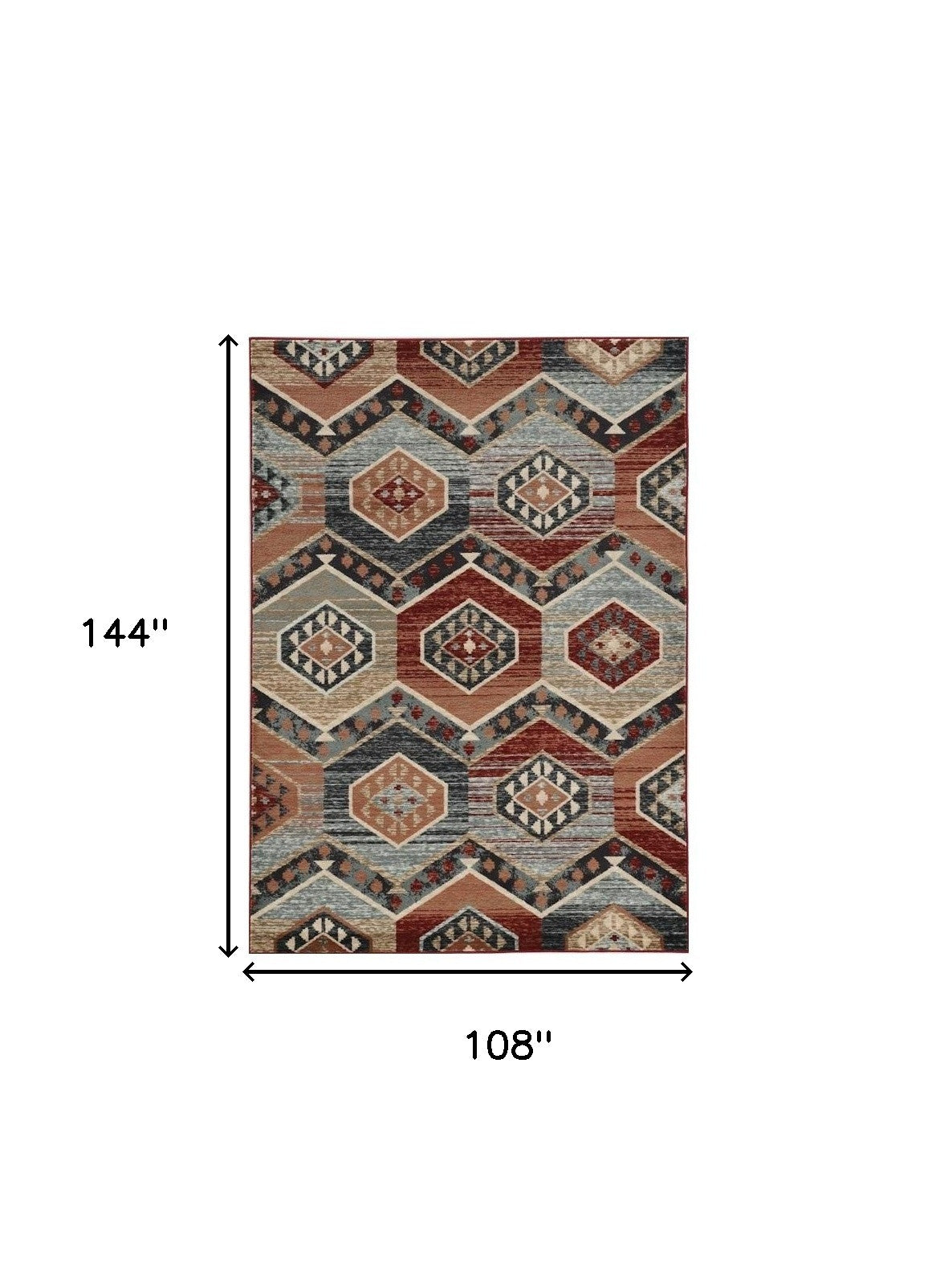 3' X 5' Red And Blue Geometric Area Rug