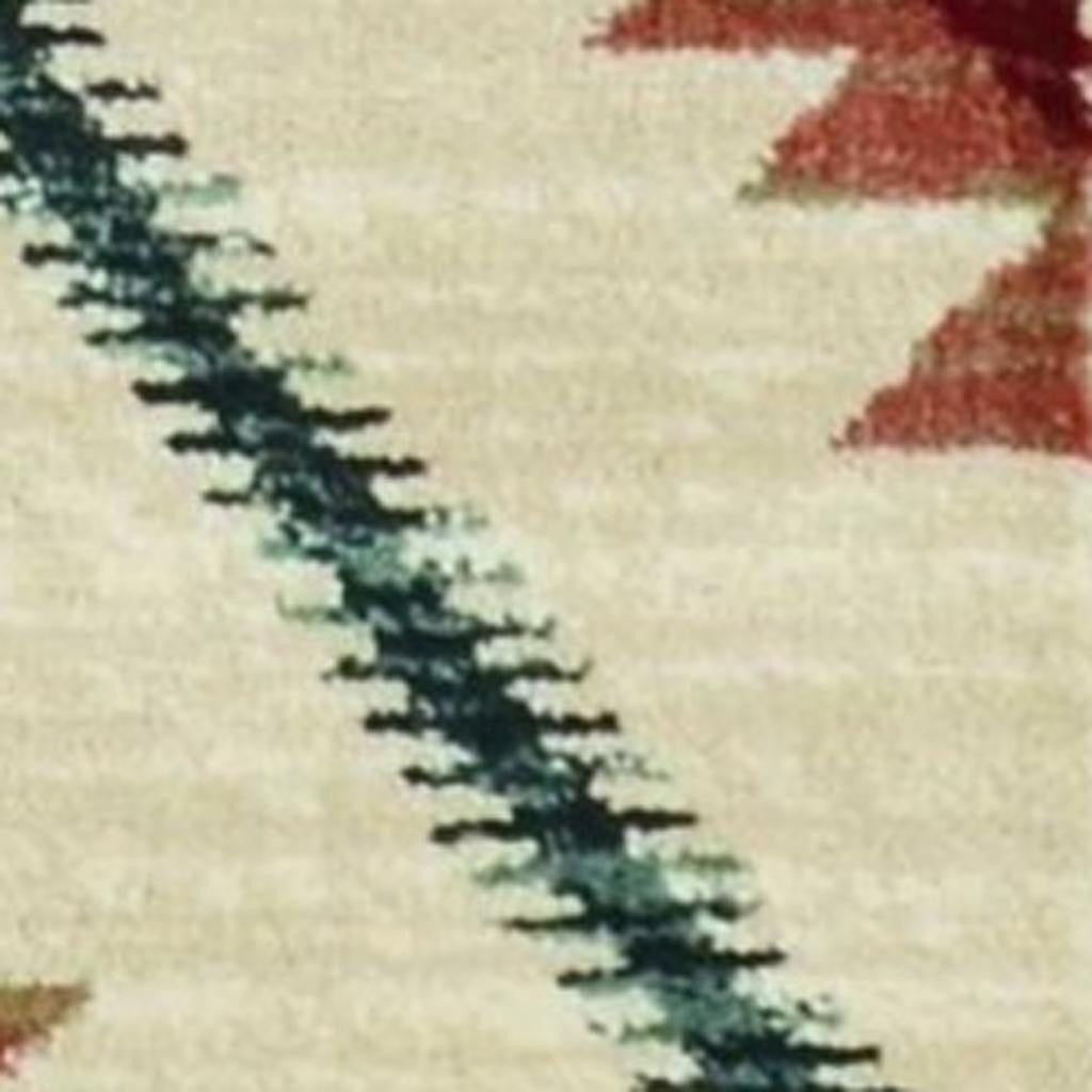 8' Ivory Red And Gray Southwestern Runner Rug