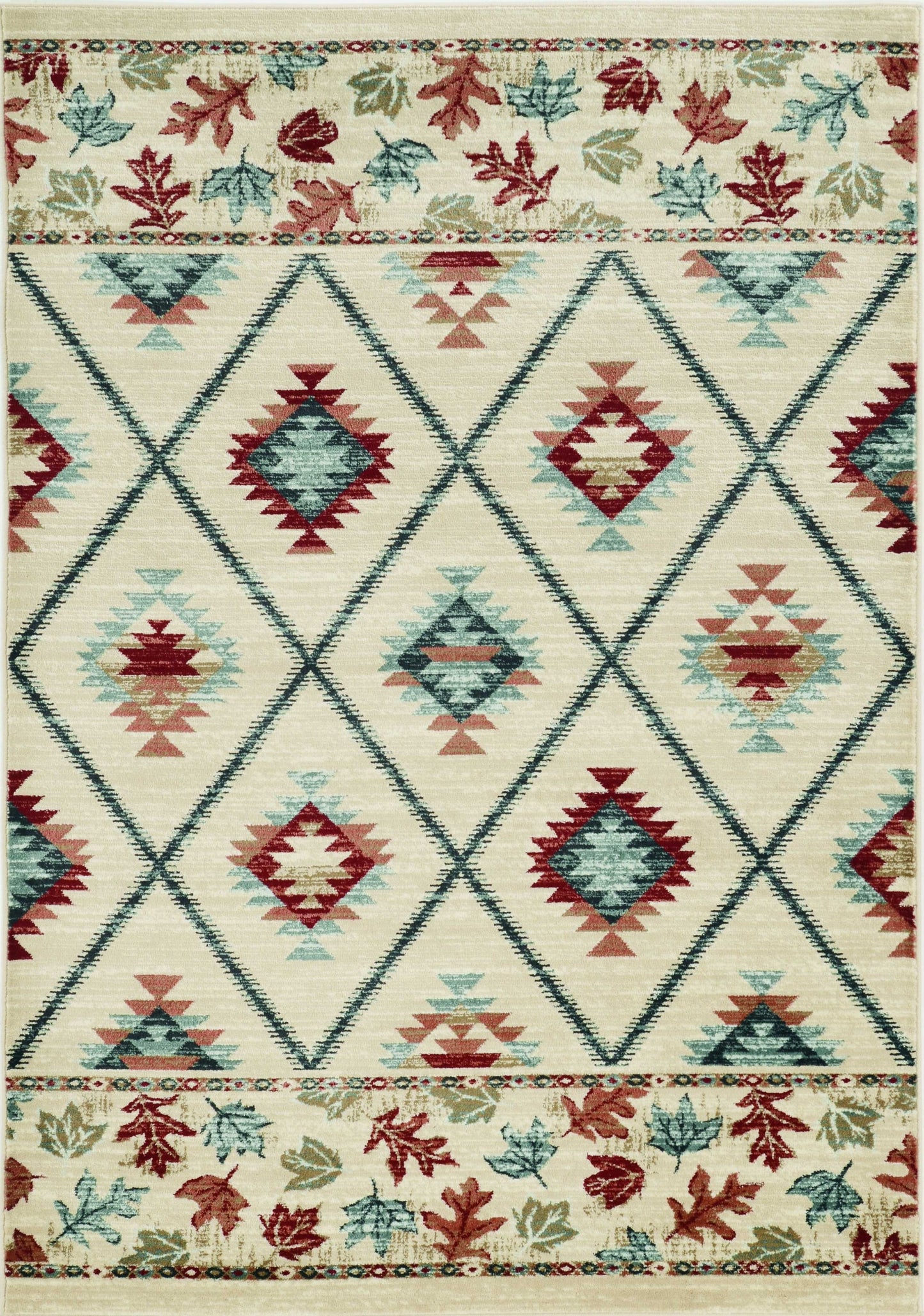 8' Ivory Red And Gray Southwestern Runner Rug