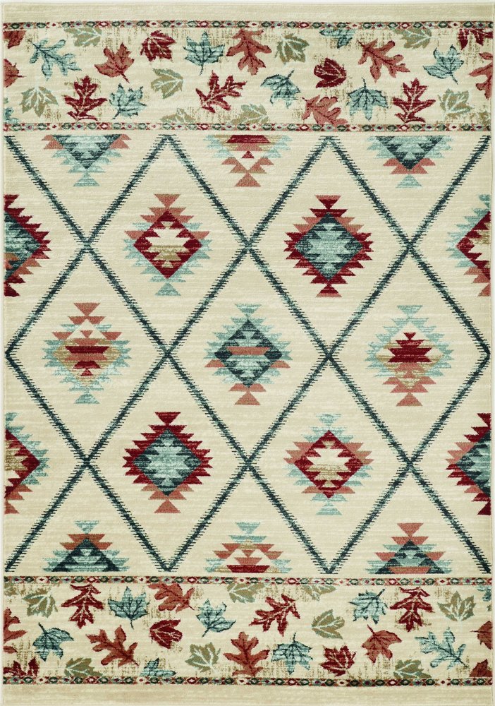 8' Ivory Red And Gray Southwestern Runner Rug