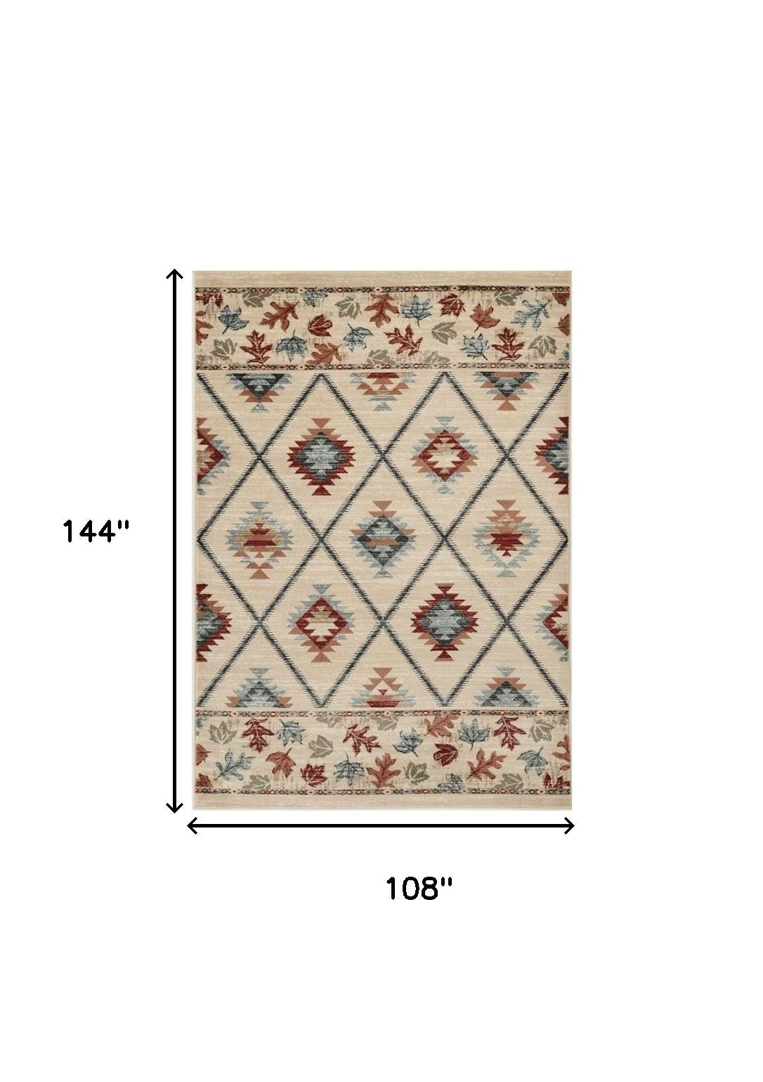 8' Ivory Red And Gray Southwestern Runner Rug