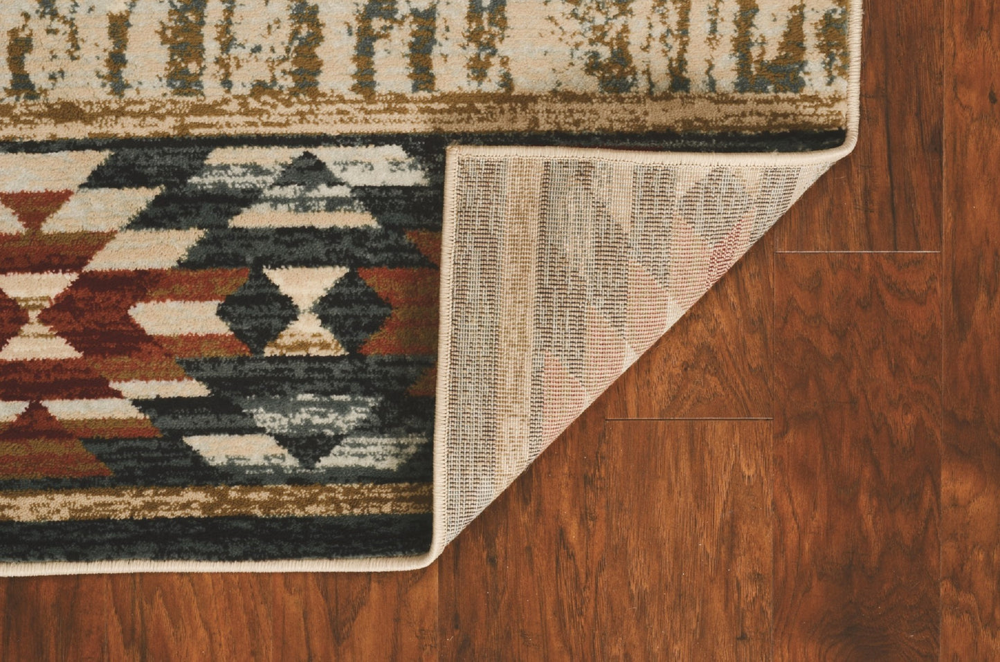 5' X 8' Ivory Green And Red Abstract Area Rug
