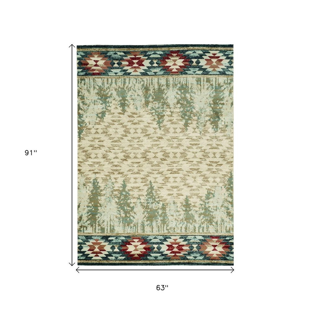3' X 5' Beige Gray And Rust Southwestern Area Rug