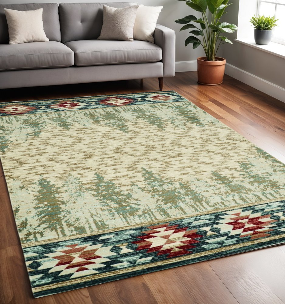 3' X 5' Beige Gray And Rust Southwestern Area Rug