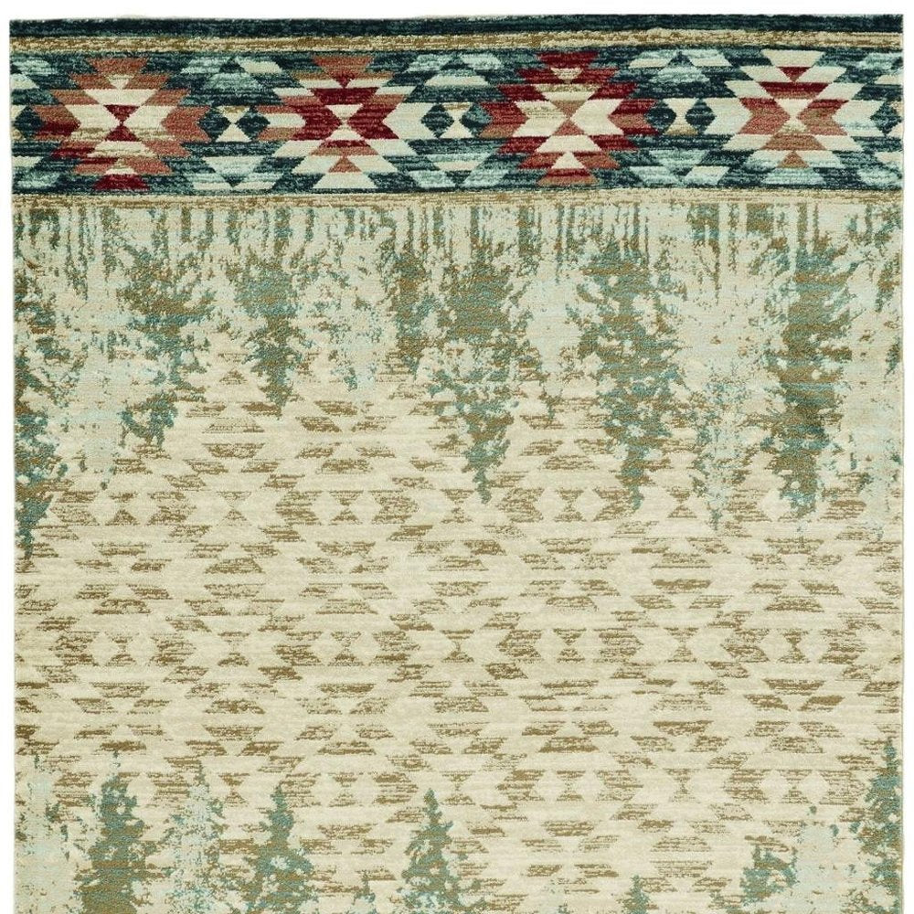 3' X 5' Beige Gray And Rust Southwestern Area Rug