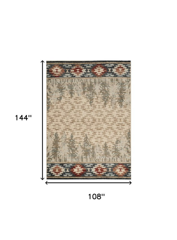 3' X 5' Beige Gray And Rust Southwestern Area Rug