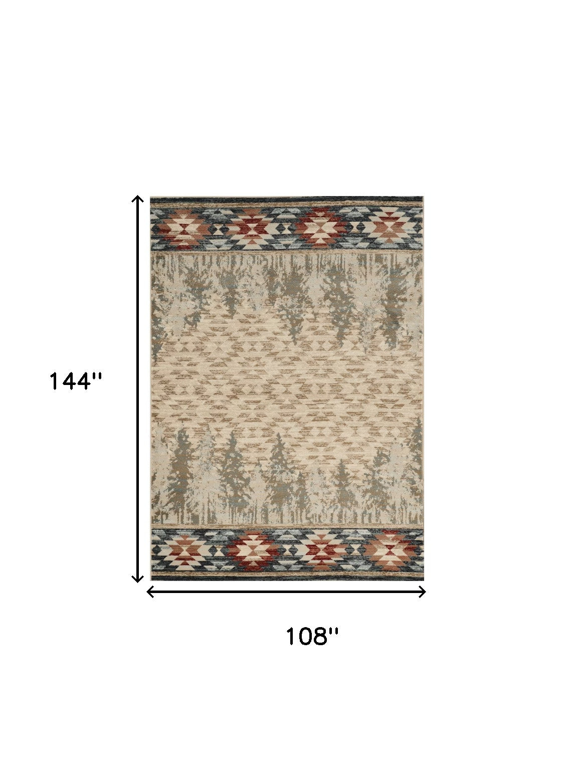 5' X 8' Ivory Green And Red Abstract Area Rug
