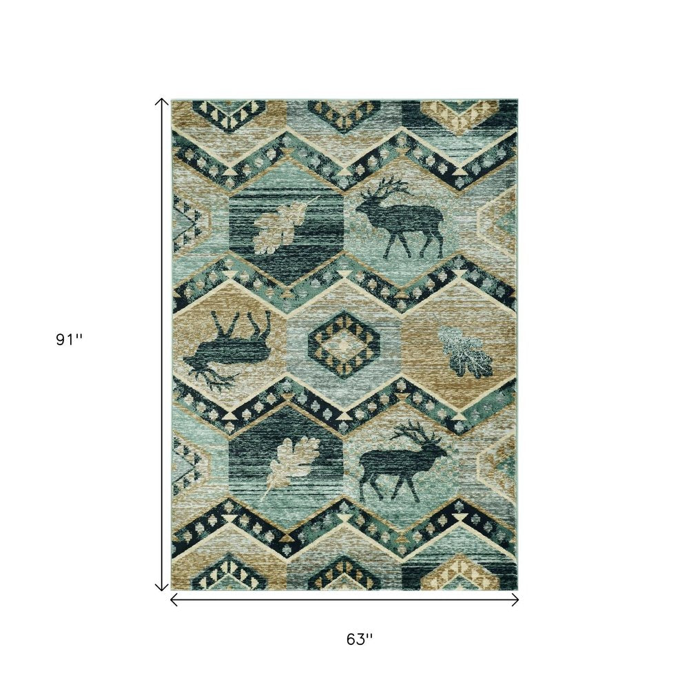 3' X 5' Charcoal Gray And Tan Woodland Lodge Area Rug