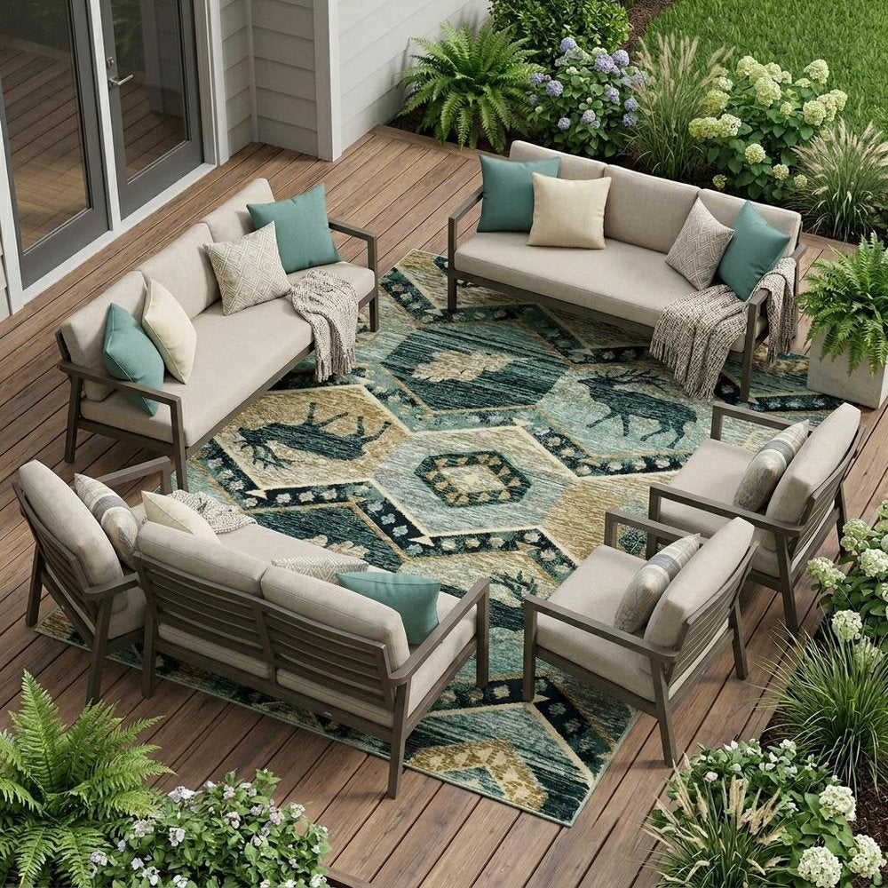 8' X 10' Seafoam Lodge Area Rug