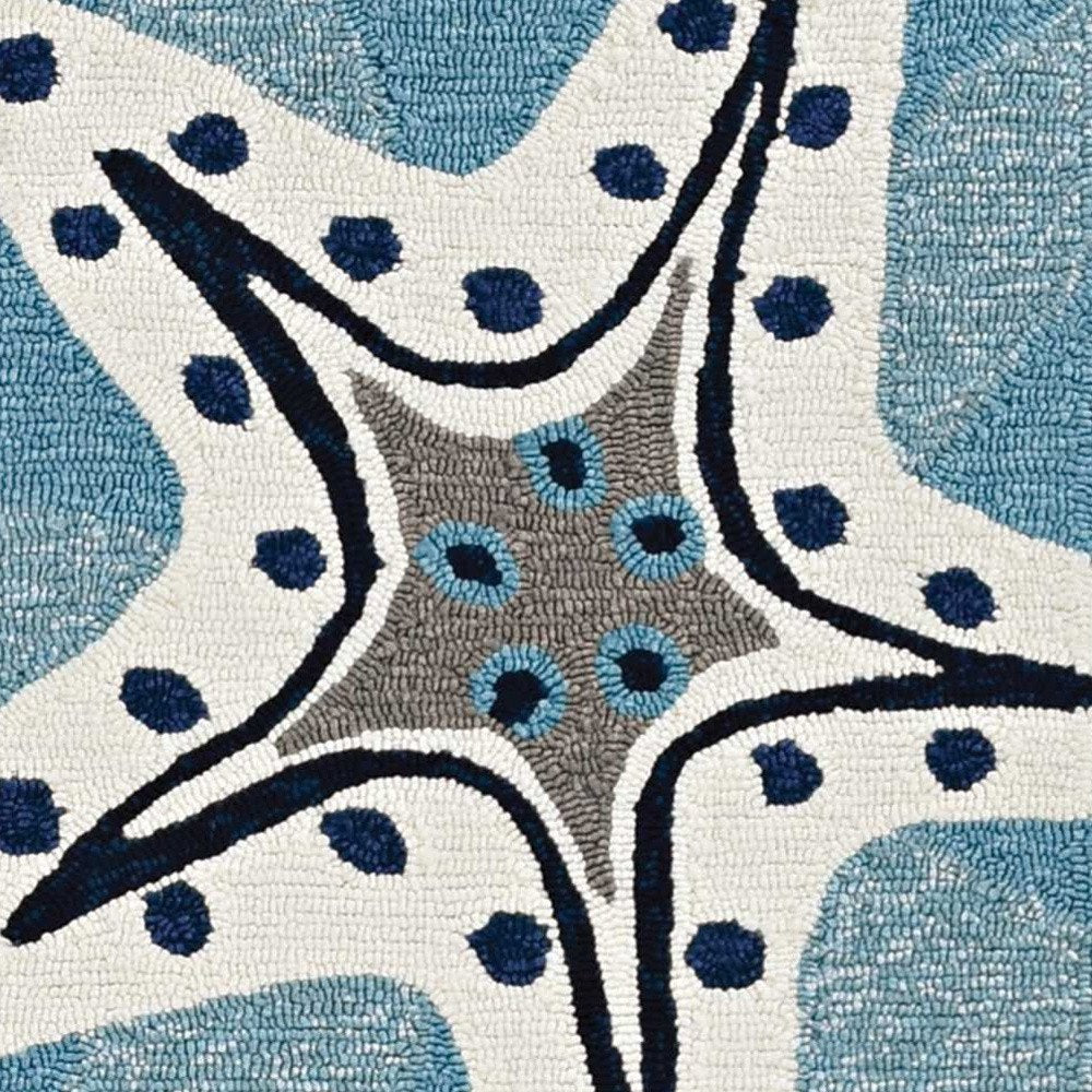 8' Blue Round Abstract Indoor Outdoor Area Rug
