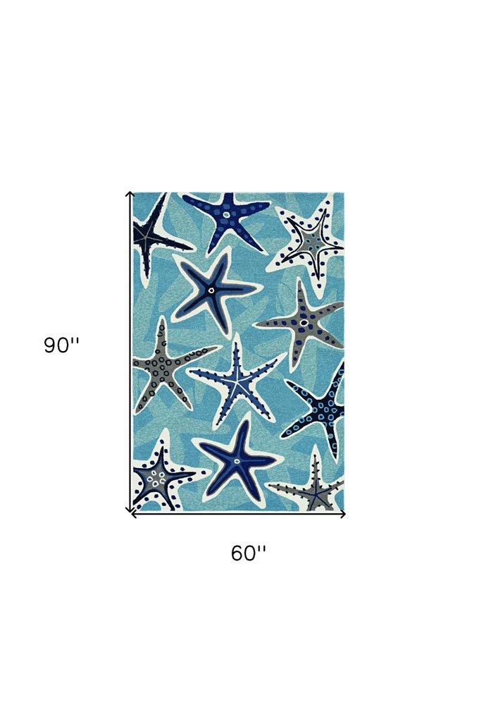 8' Blue Round Abstract Indoor Outdoor Area Rug